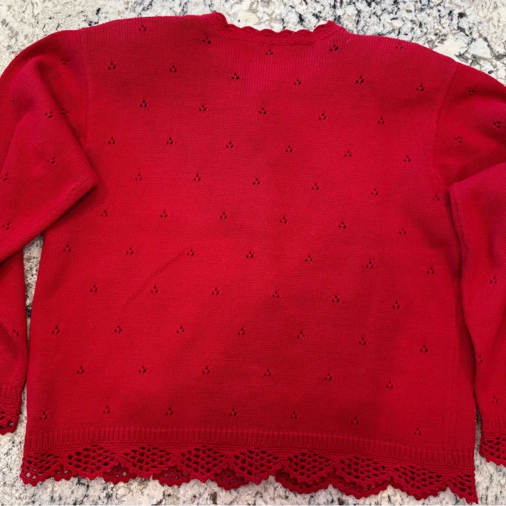Vintage 1995 Susan Bristol Hand Embroidered Red Cardigan Size S - Picture 12 of 12